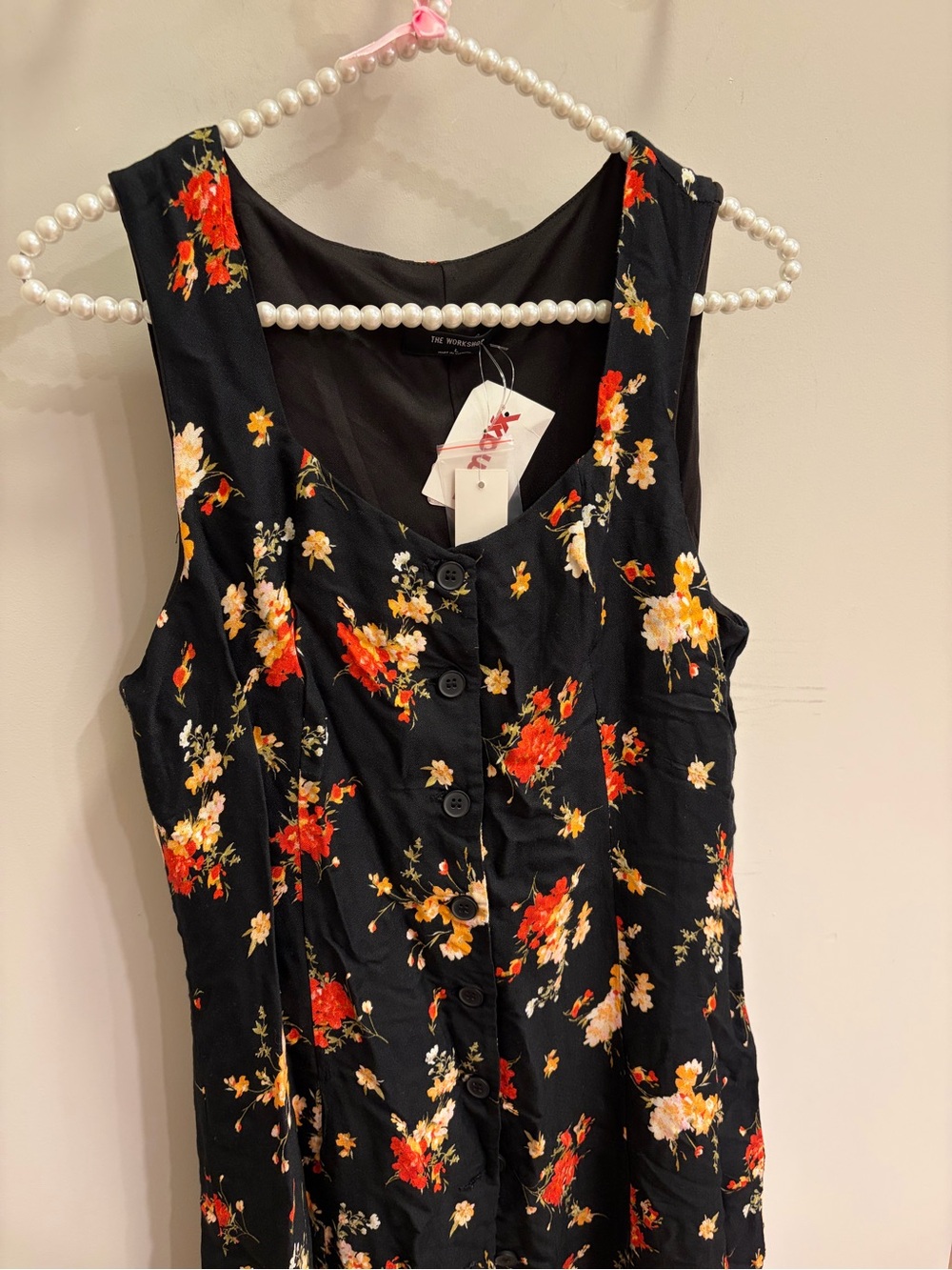 Long black dress with flowers NWT